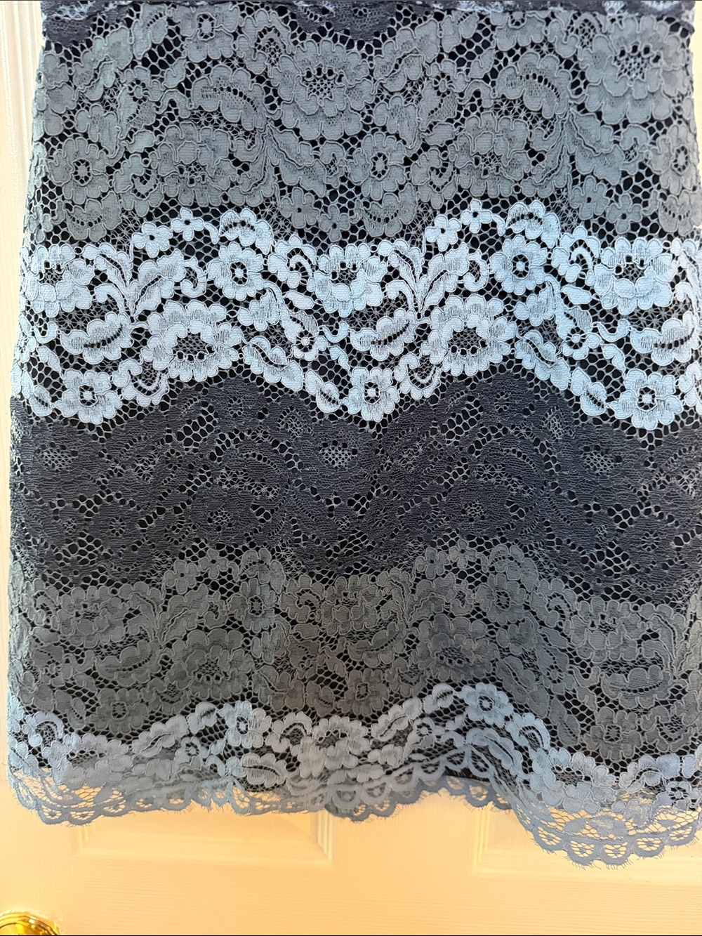 Sandro Two-Tone Navy and Sky Blue Lace Mini Dress - Picture 2 of 3